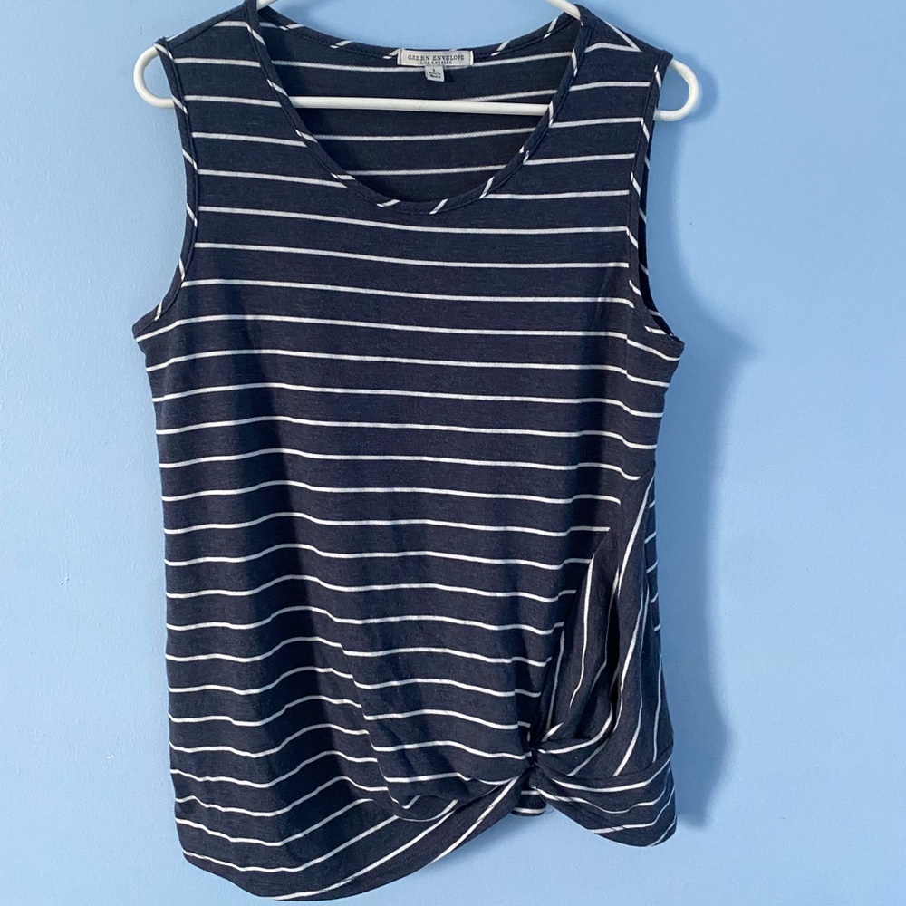 Blue & white striped tank top